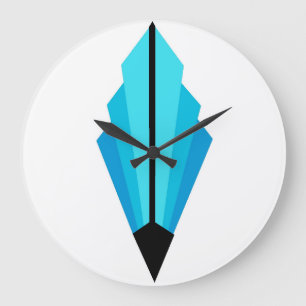 Relógio Grande Padrão de ventilador Art Deco em blues