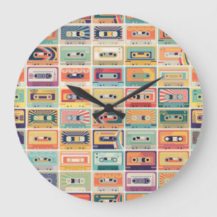Relógio Grande Padrão de Vintage das fitas cassete retrô.