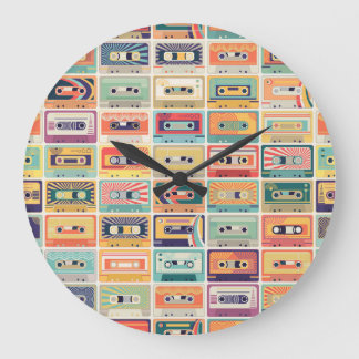 Relógio Grande Padrão de Vintage das fitas cassete retrô.
