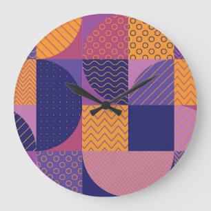 Relógio Grande Padrão de Vintagem Geométrica de abstrato Multicol