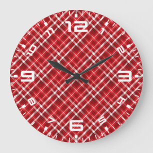 Relógio Grande Padrão de Xadrez Vermelha Natal Design- 62667
