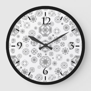 Relógio Grande Padrão decorativo arabesco preto e branco fofo