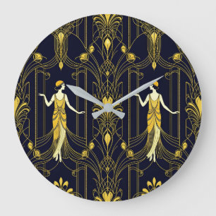 Relógio Grande Padrão decorativo dourado e preto Gabsy