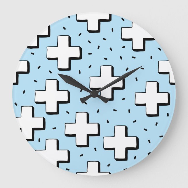 Relógio Grande Padrão desenhado à mão com sinais de mais. (Frente)