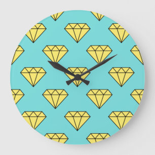 Relógio Grande Padrão Diamond - Amarelo e Turquesa