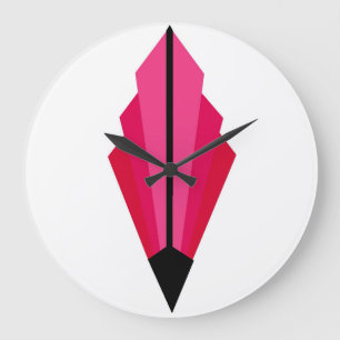 Relógio Grande Padrão do ventilador Art Deco em vermelho
