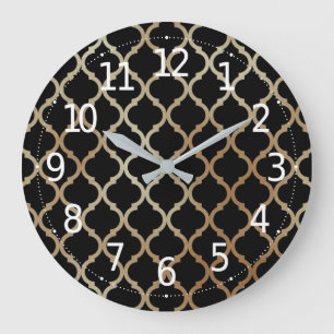Relógio Grande Padrão Dourado marroquino Elegante Simples 