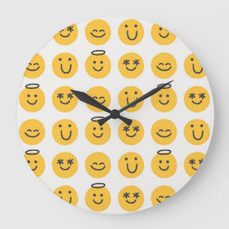 Relógio Grande Padrão Emoji Feliz Desenhado Pela Mão