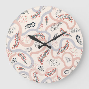 Relógio Grande Padrão floral artístico, decoração ornamental do o