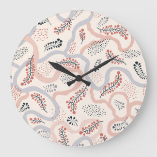 Relógio Grande Padrão floral artístico, decoração ornamental do o