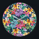 Relógio Grande Padrão Floral Exótico Pintado à Mão-23001<br><div class="desc">Padrão Floral Exótico Pintado à Mão-23001</div>