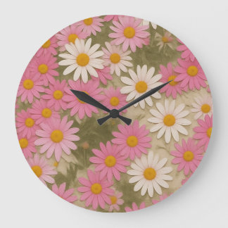 Relógio Grande Padrão Floral Margarida Retro Estética Design