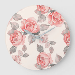 Relógio Grande Padrão floral romântico 8