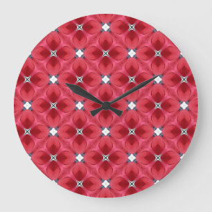 Relógio Grande Padrão Geométrico de Diamante de Rosa vermelha