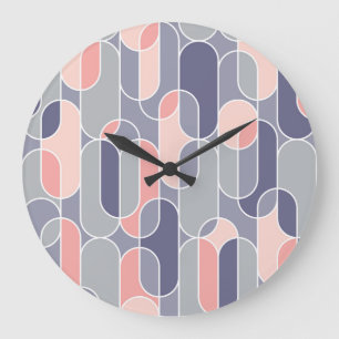 Relógio Grande Padrão Geométrico Oval Retroativo 70s