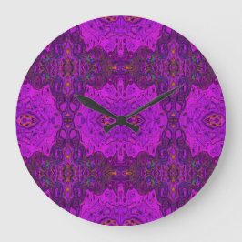 Relógio Grande Padrão Groovy Abstrato Magenta e Preto