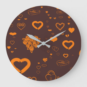 Relógio Grande Padrão Laranja Moderno do Coração Bonito