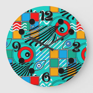 Relógio Grande Padrão moderno abstrato criativo multicolorido