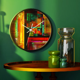 Relógio Grande Padrão Moderno de Abstrato de Arte Quadrados Color