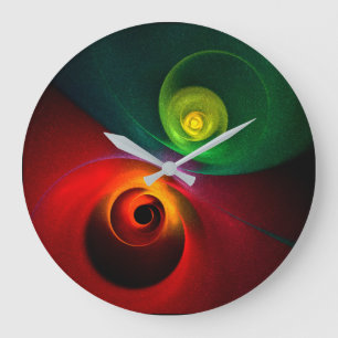 Relógio Grande Padrão Moderno de Abstrato de Arte Yin Yang Verde 