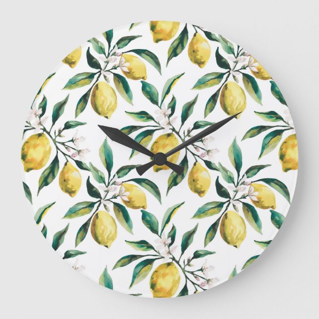 Relógio Grande Padrão Moderno Sem Costura Molho Amarelo-Limão-Ama (Frente)