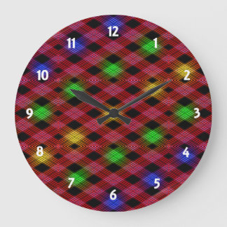 Relógio Grande Padrão Multicolor De Verificação De Gingham
