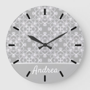 Relógio Grande Padrão personalizado branco e cinza