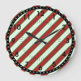 Relógio Grande Padrão Pinstriped vermelho e verde