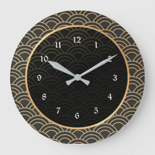 Relógio Grande Padrão preto e dourado elegante