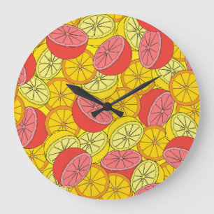 Relógio Grande Padrão sem costura de Frutas Citrus