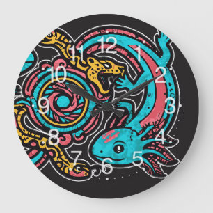 Relógio Grande Padrão tribal mitologia boho Xolotl Axolote Asteca