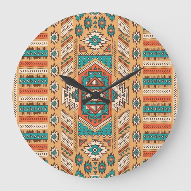 Relógio Grande Padrão tribal, perfeito para decoração. (Frente)
