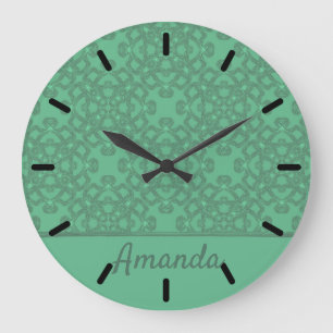 Relógio Grande Padrão verde de menta personalizado