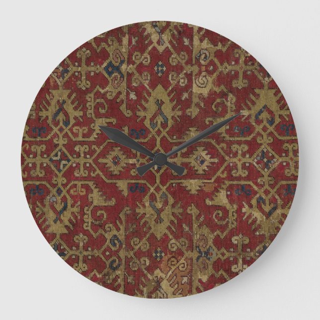 Relógio Grande Padrão Vermelho Persa Russo Antiquado Oriental Ori (Frente)