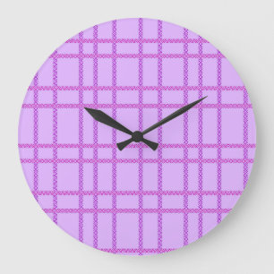 Relógio Grande Padrão xadrez de flores rosa e roxo