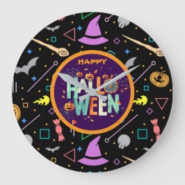 Relógio Grande Padrões de Halloween Bonitos e Assustadores