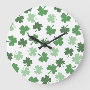Relógio Grande Padrões de Shamrock verde. Dia de Patrick