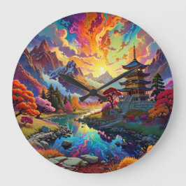 Relógio Grande Pagoda e Paisagem Colorida