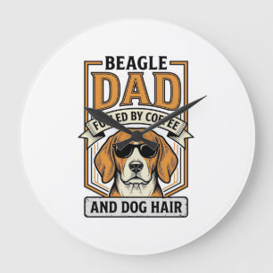 Relógio Grande Pai Beagle Energizado por Café e Camisa de Pelo de