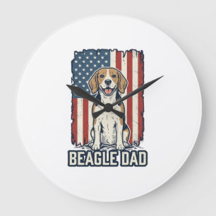 Relógio Grande Pai Beagle Patriótico Design de Cachorro de Gravur