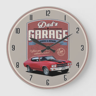 Relógio Grande Pai Chevelle Garage Large Clock