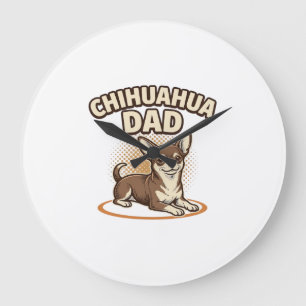 Relógio Grande Pai Chihuahua Gravura Vintage Design Amante de Cac