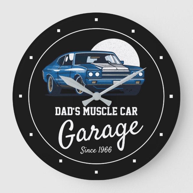 Relógio Grande Pai de Garagem Muscular ou Qualquer Nome Negro Azu (Frente)