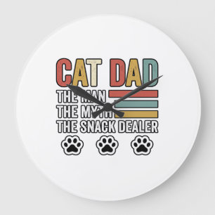Relógio Grande Pai de Gato Vintage Camisa de Lanchonete Engraçada