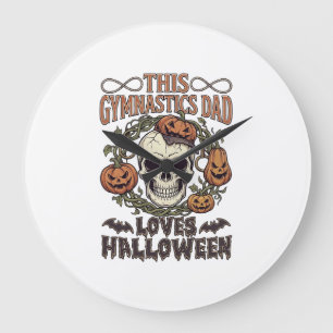 Relógio Grande Pai de Ginástica Ama Halloween Caveira Abóboras Mo