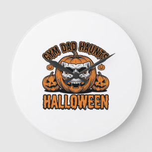 Relógio Grande Pai de Ginástica Halloween Abóbora Vintage Caveira