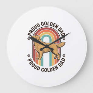 Relógio Grande Pai do Golden Retriever Gravação Vintage Amante de