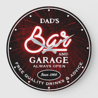 Relógio Grande Pai Garage Qualquer Nome Sempre Abrir Slogan Verme