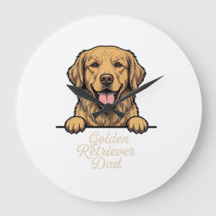 Relógio Grande Pai Golden Retriever Gravação Vintage