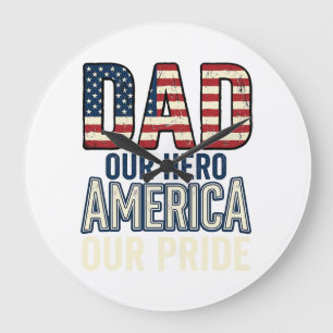 Relógio Grande Pai Patriota Nosso Herói Camisa Vintage Design Pai